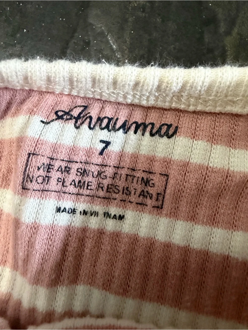 Anauma Girls Ribbed Pink & White Striped Pajama Set Size 7 Cozy Soft